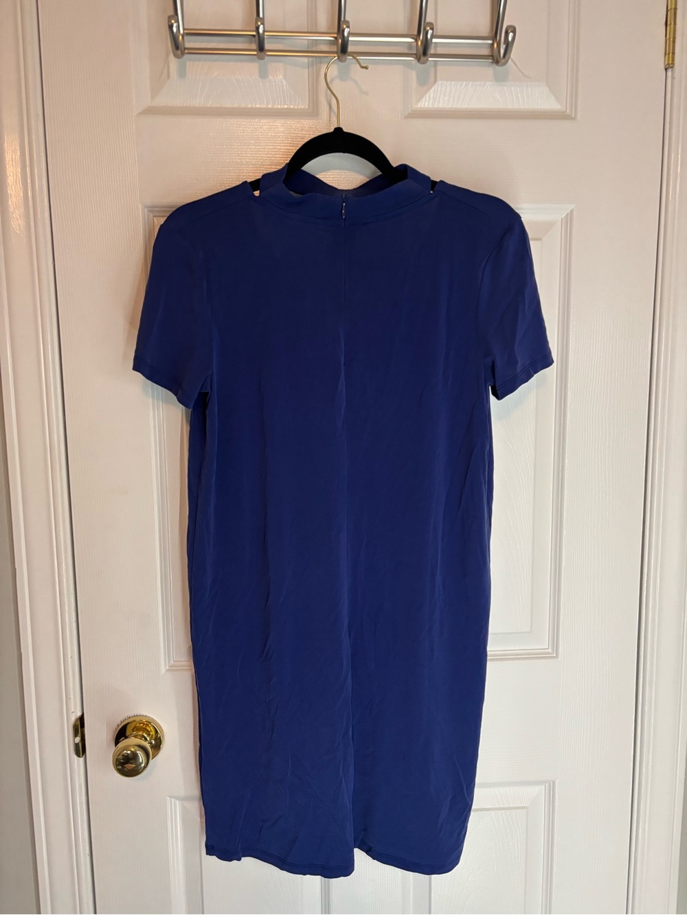 Classic Short-Sleeve Royal Blue Shift Dress